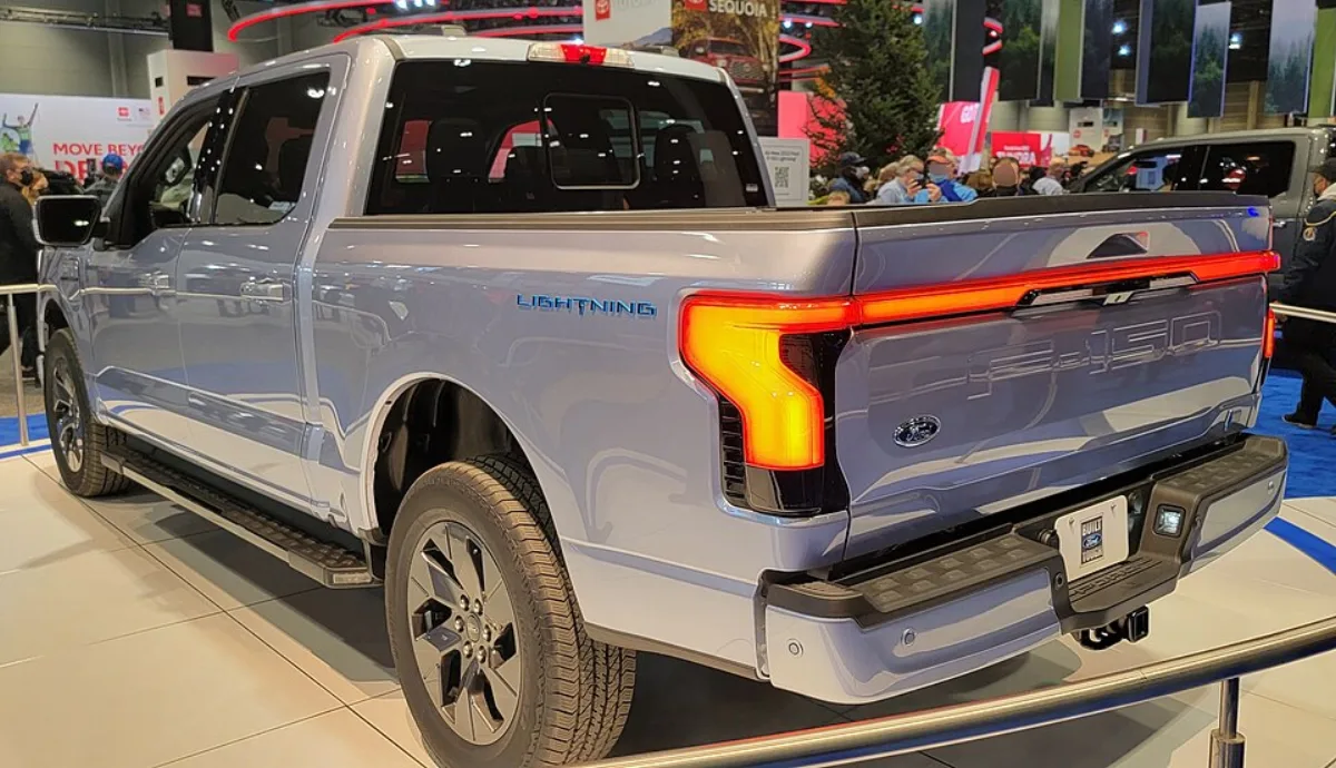 Ford F-150 Lightning at an auto show